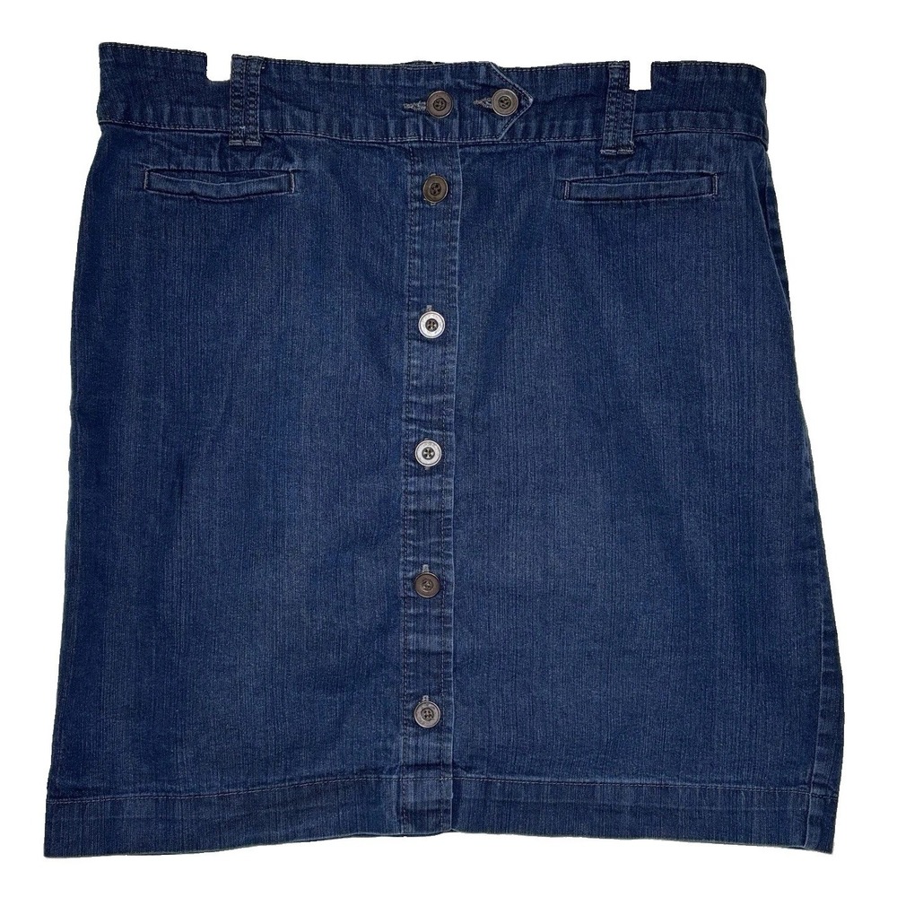 Vintage erika Y2K Denim Skirt Staight Pencil 18 Med Wash Blue Button Front 90's